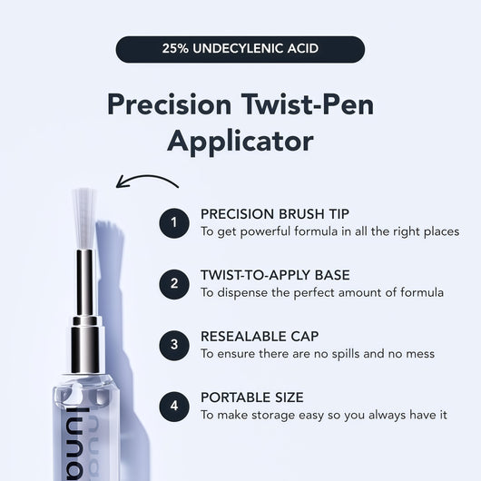 Lunavia Antifungal Pen – Cures Most Athlete’s Foot, Jock Itch, and Ringworm - 25% Undecylenic Acid with added Tea Tree, Jojoba, Clove Bud Oils & Aloe- 1-Pack Twist Pen(3ML Volume)